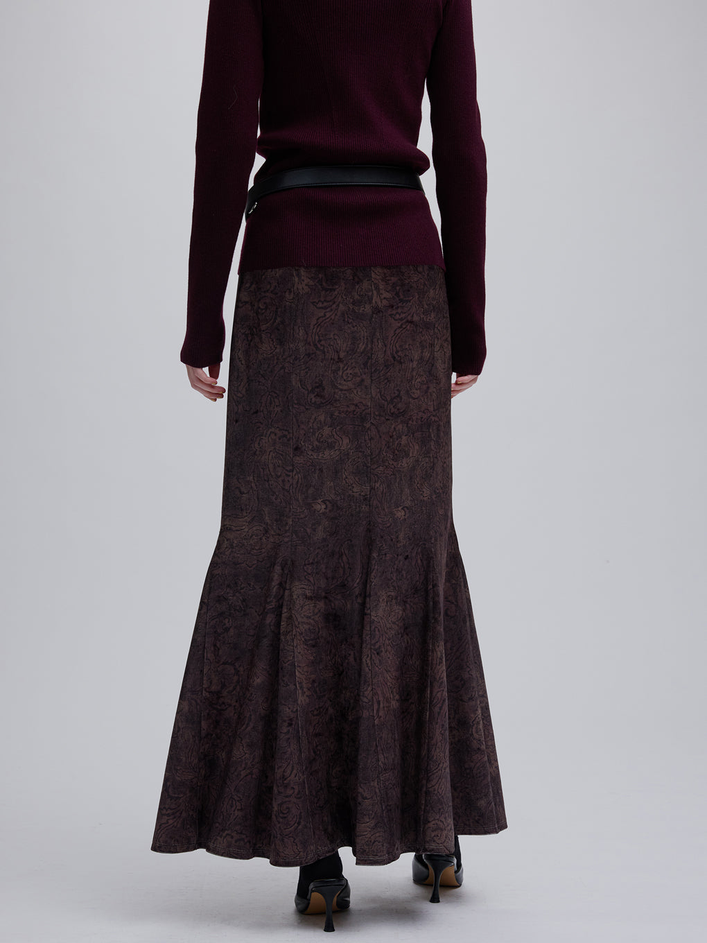 VINTAGE PAISLEY VELOUR NARROW SKIRT