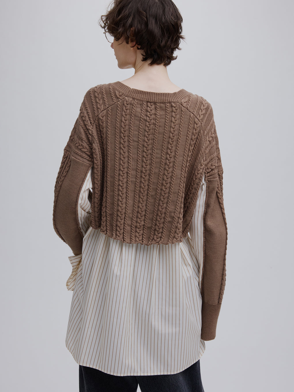 CABLE KNIT DOCKING SHIRT TOP