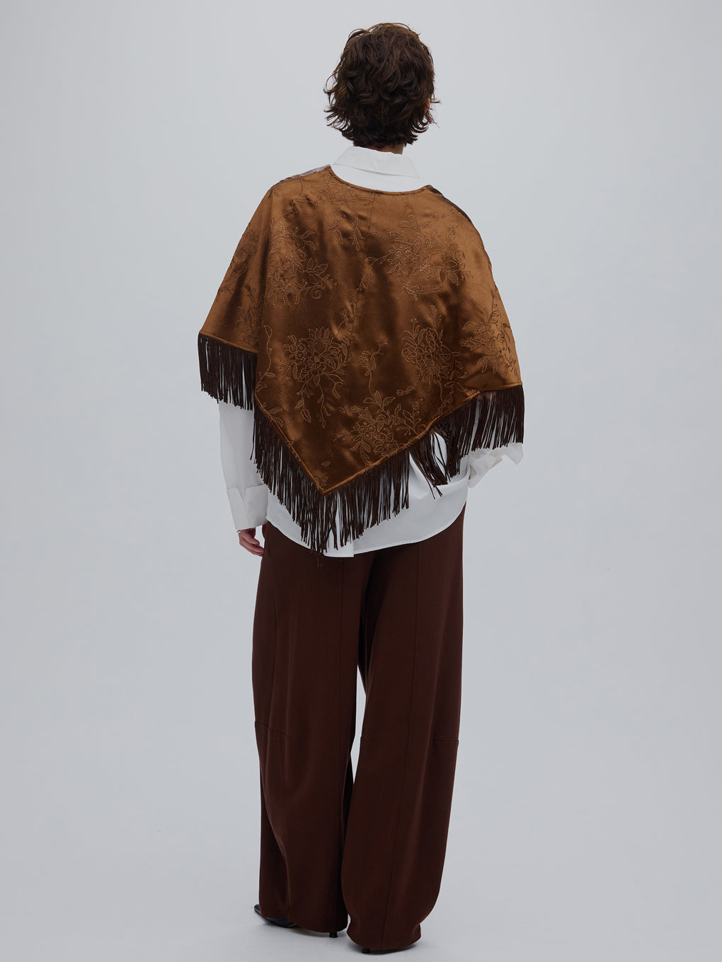 SEQUIN EMBROIDERY SATIN PONCHO