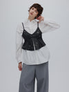 STUDS PEPLUM SYNTHETIC LEATHER BUISTIER