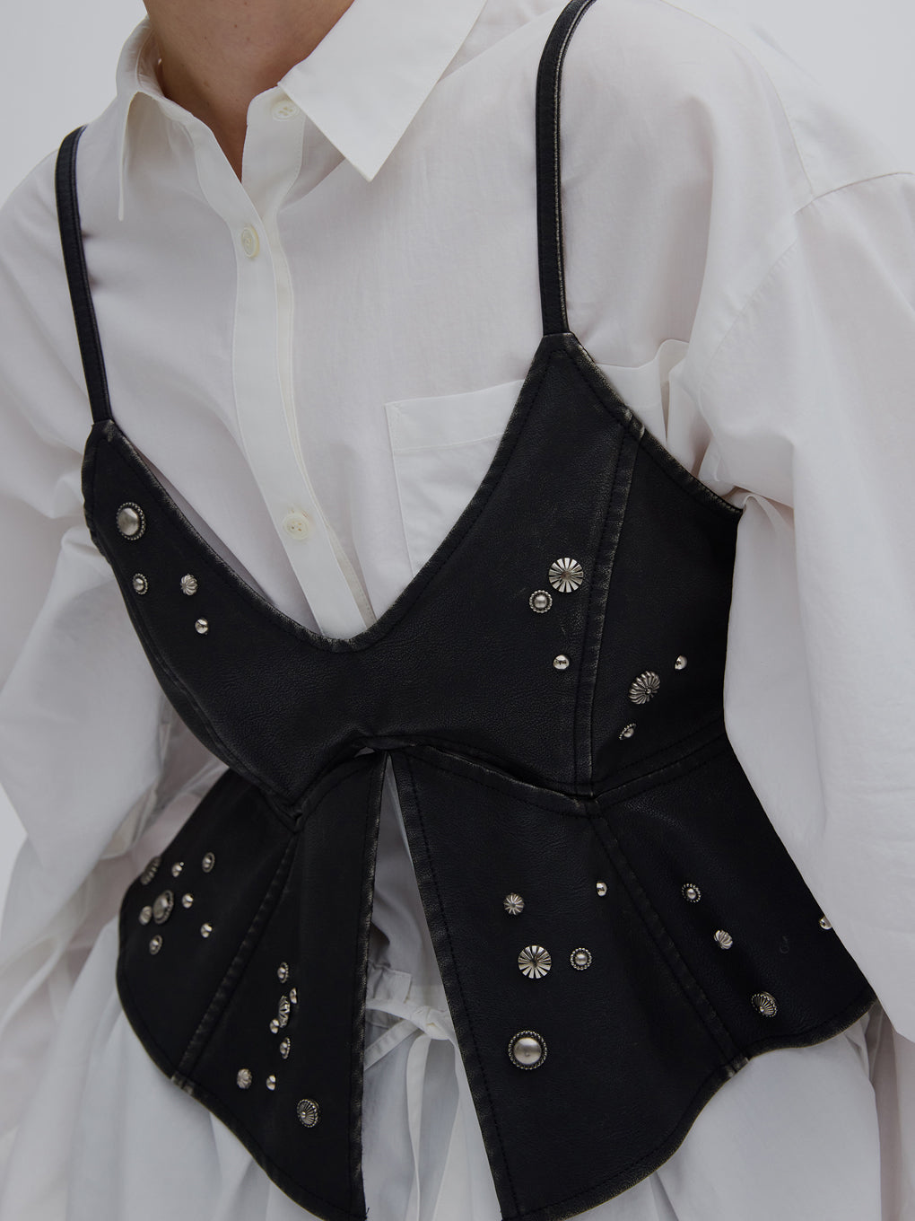 STUDS PEPLUM SYNTHETIC LEATHER BUISTIER