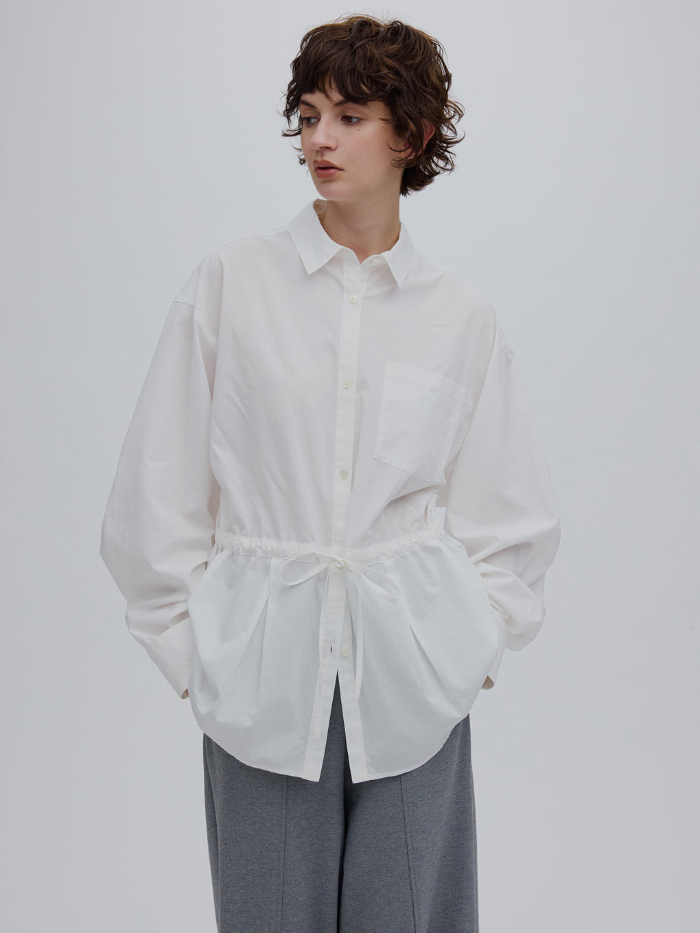 VOLUME SLEEVE DRAWSTRING SHIRT