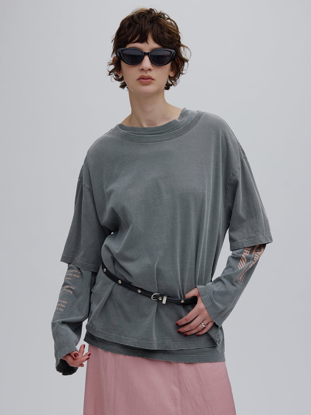 VINTAGE LIKE LAYERED TEE SET