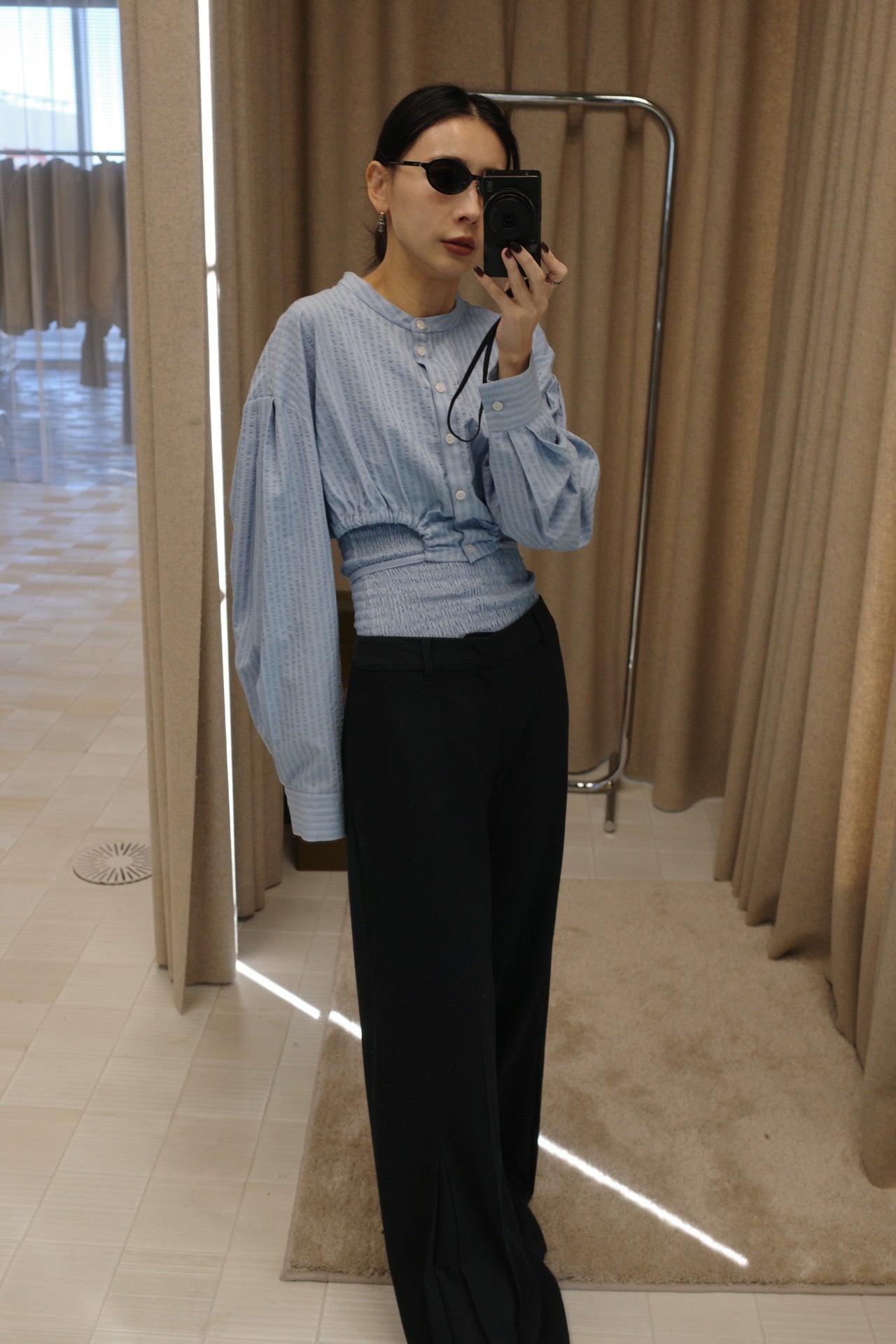 HEM TUCK  STRAIGHT WIDE PANTS
