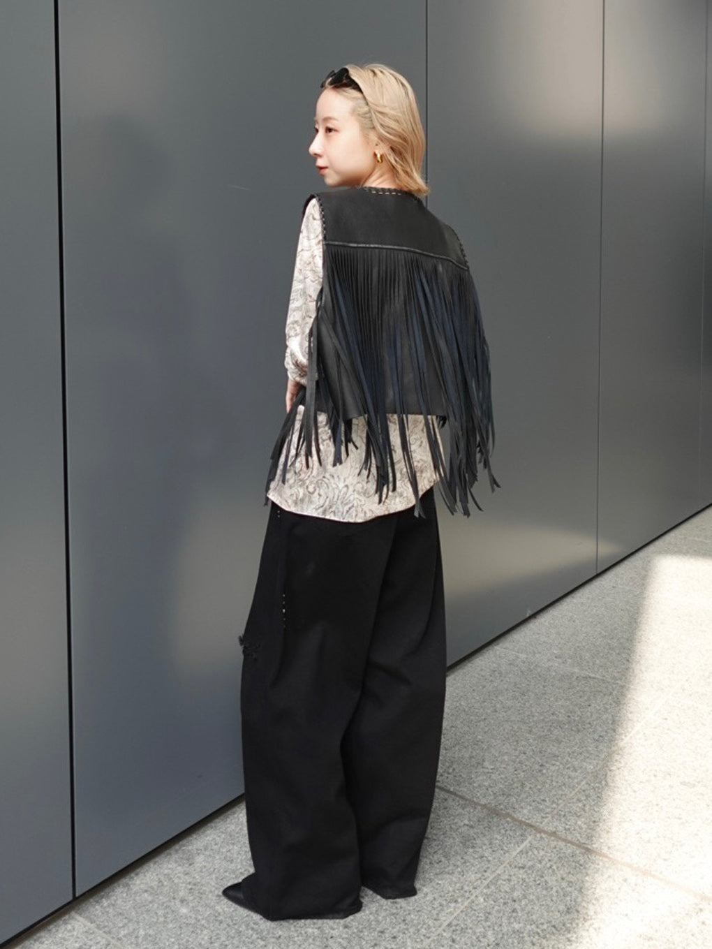 WESTERN FRINGE SYNTHETIC LEATHER VEST