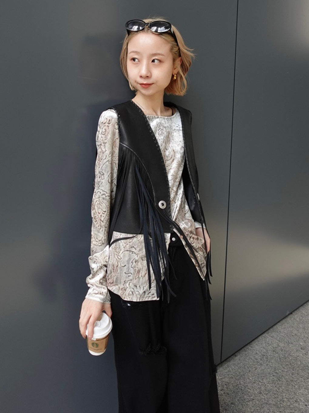 WESTERN FRINGE SYNTHETIC LEATHER VEST