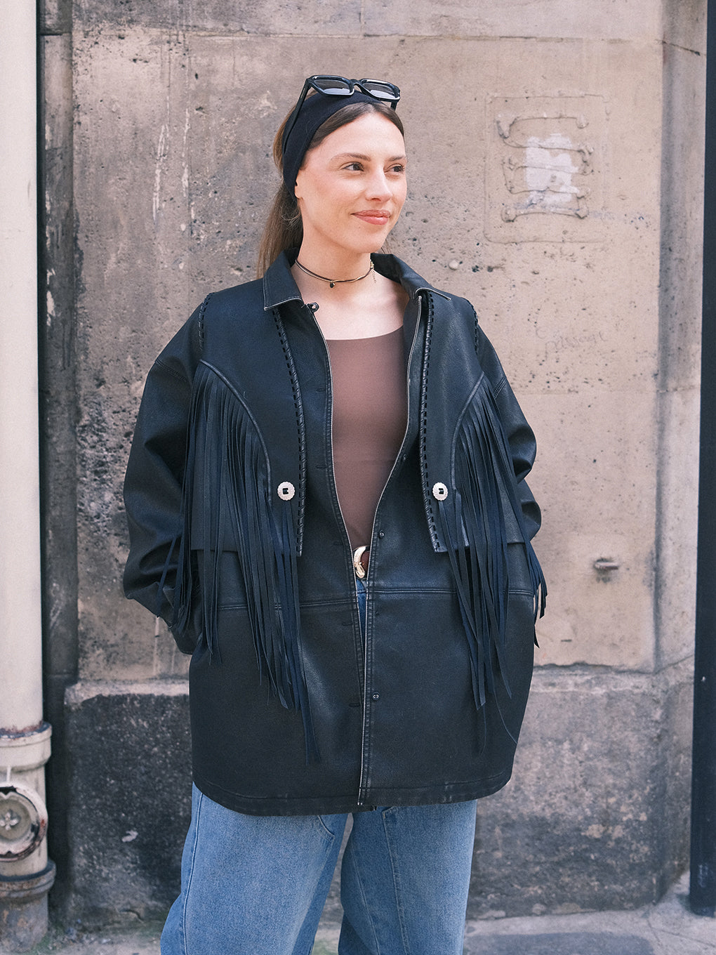 DEGNER ウエスタンレザーベスト　フリンジ　コンチョ　デッドストック　M WESTERN FRINGE SYNTHETIC LEATHER VEST