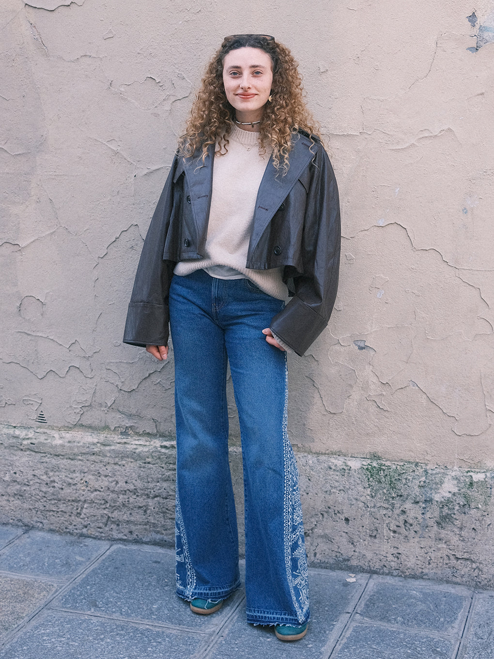 DRAWSTRING YOKE SYNTHETIC LEATHER SHORT COAT