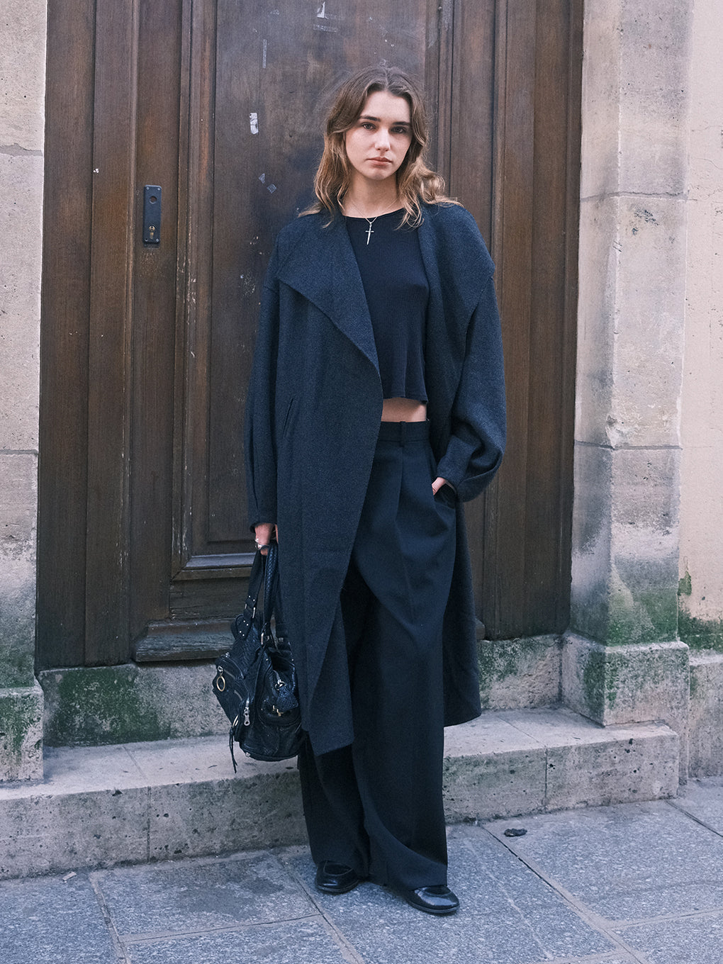 DRAPE COLLAR WOOL RIVER COAT