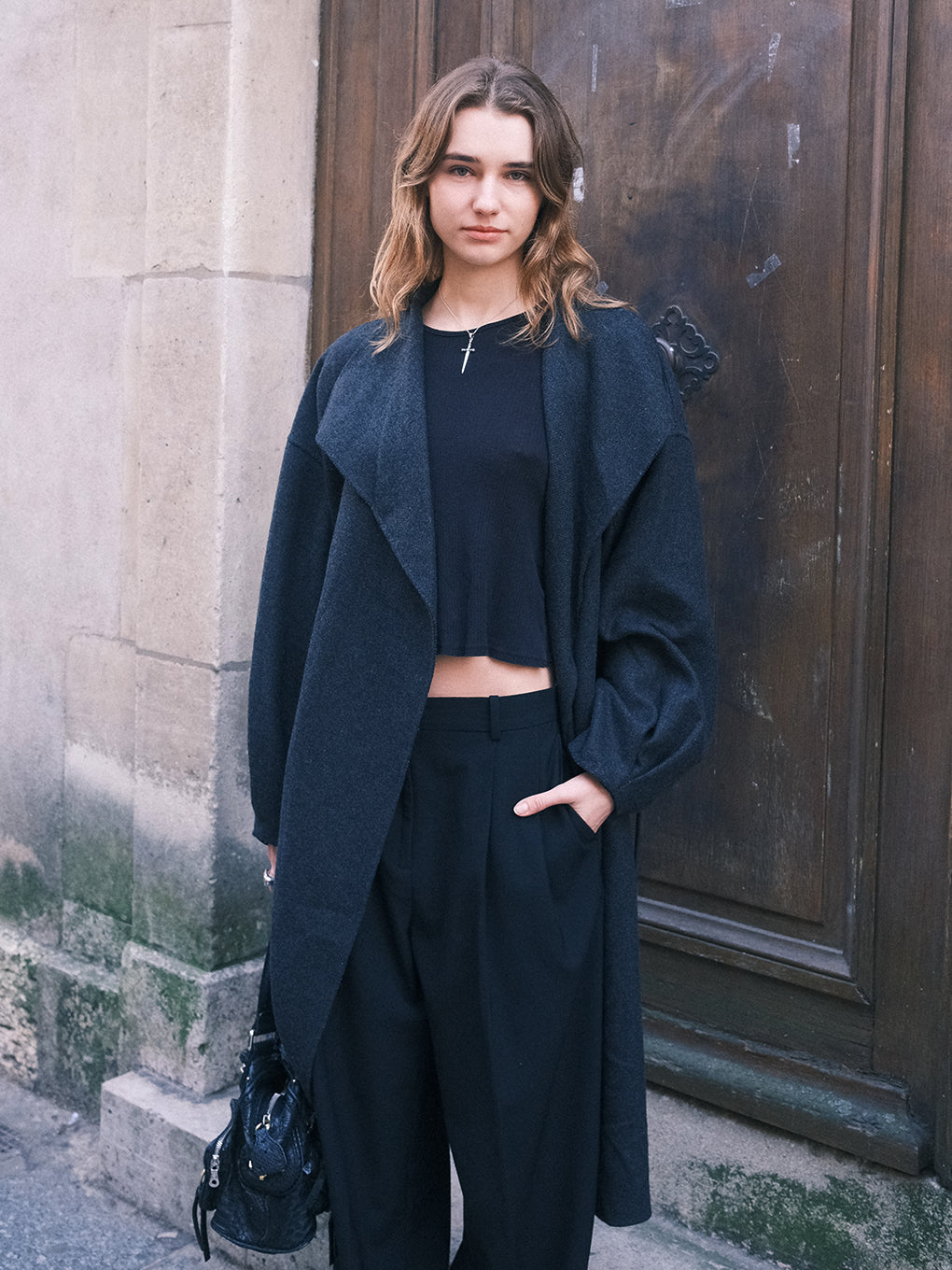 DRAPE COLLAR WOOL RIVER COAT