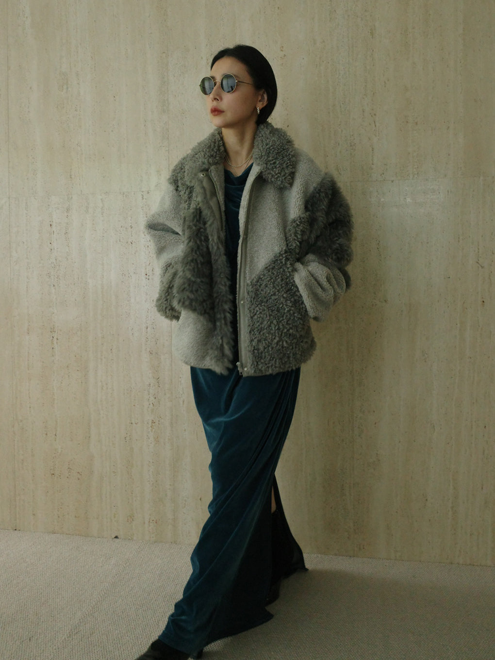 PATCHWORK BOA FUR TEDDY JACKET