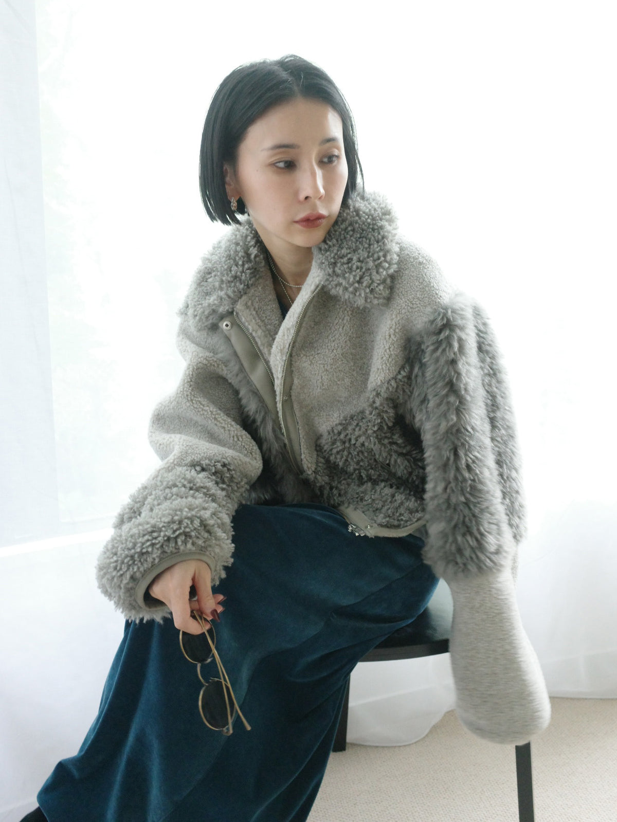 PATCHWORK BOA FUR TEDDY JACKET