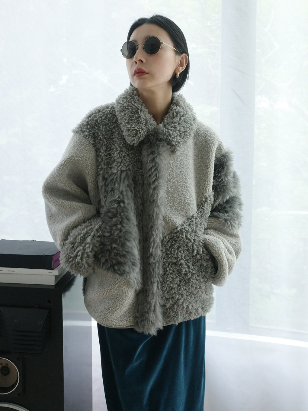 PATCHWORK BOA FUR TEDDY JACKET