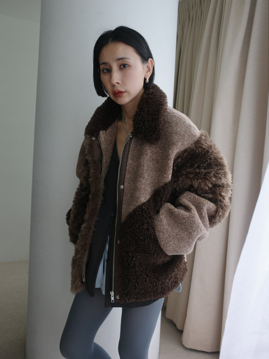 PATCHWORK BOA FUR TEDDY JACKET