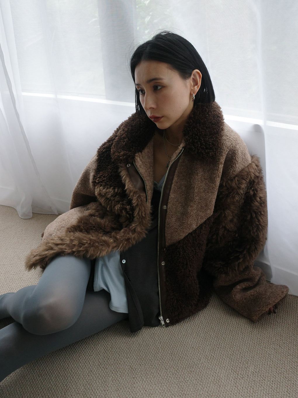 PATCHWORK BOA FUR TEDDY JACKET