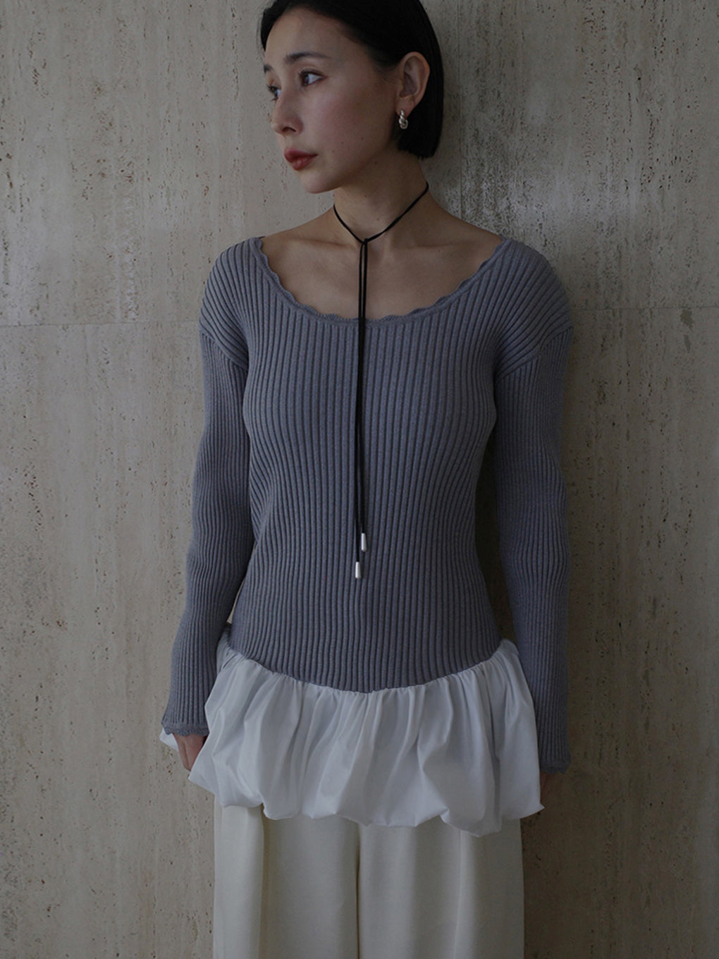 BALLOON HEM DOCKING KNIT TOP BALLOON HEM DOCKING KNIT TOP