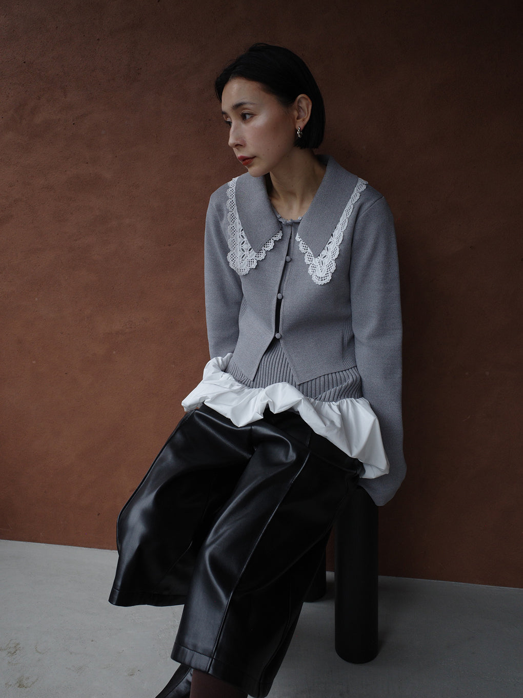 3WAY LACECOLLAR KNIT CARDIGAN
