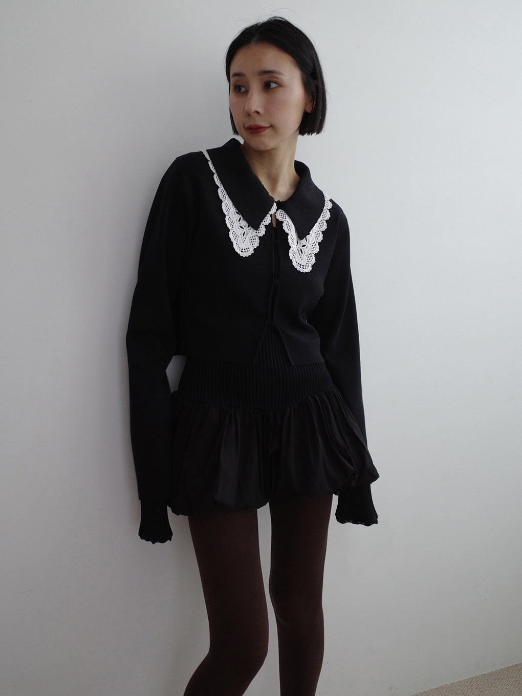 BALLOON HEM DOCKING KNIT TOP