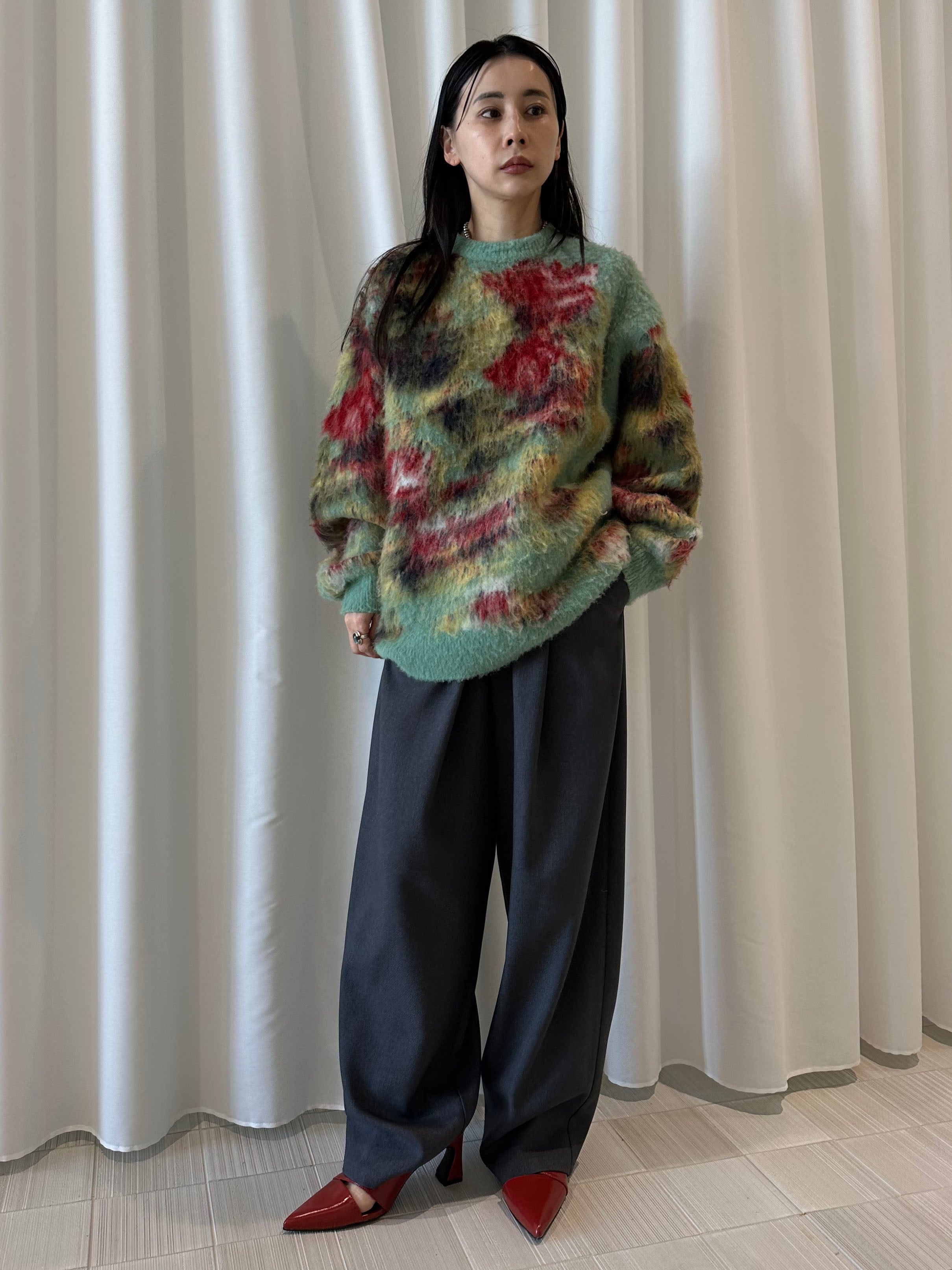 WILTED FLOWER MOHAIR JACQUARD KNIT TOP