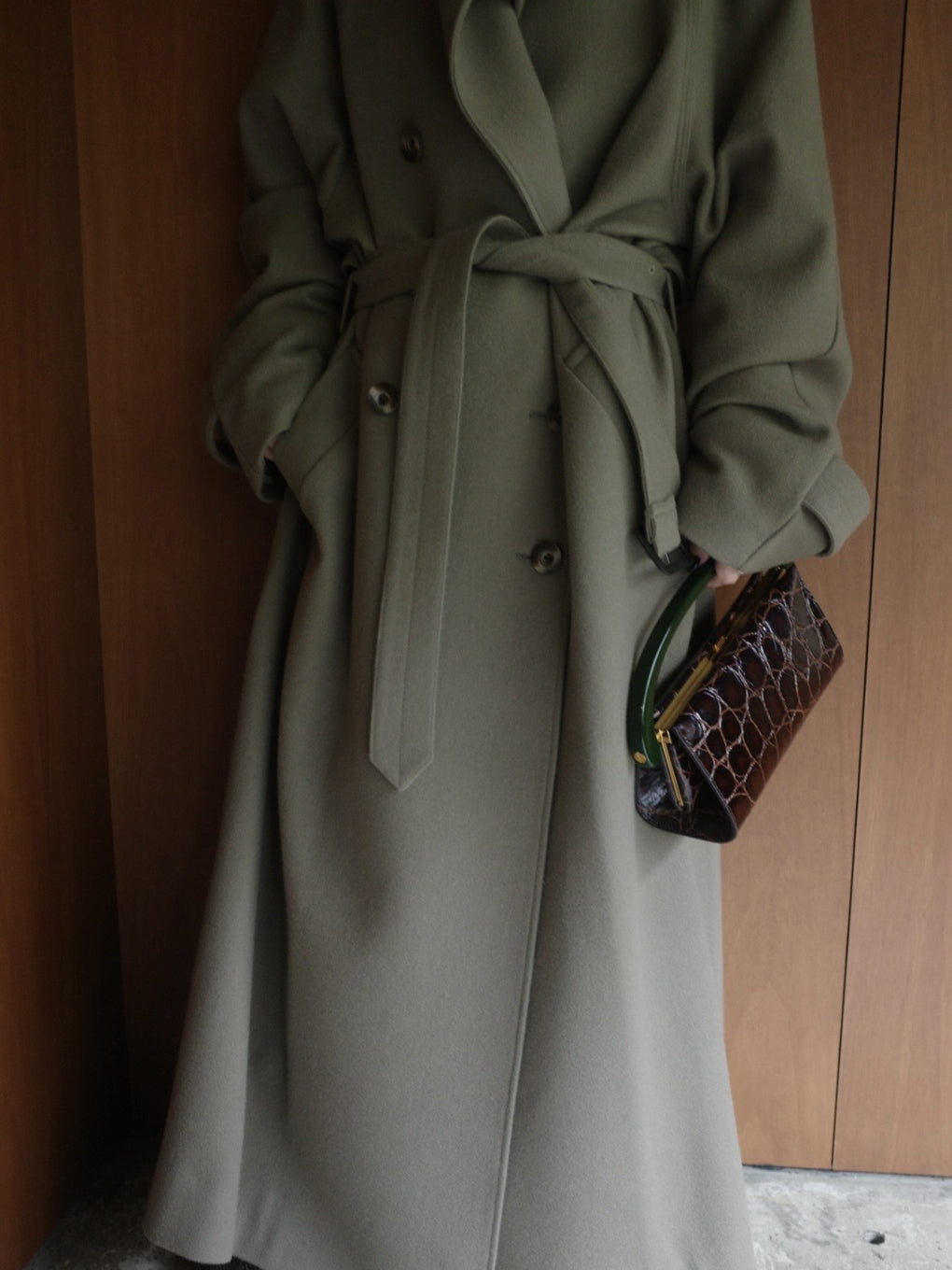 WOOL ASYMMETRY STAND COLLAR COAT