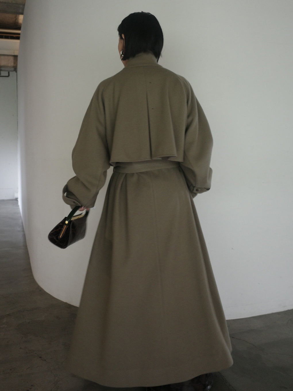 WOOL ASYMMETRY STAND COLLAR COAT