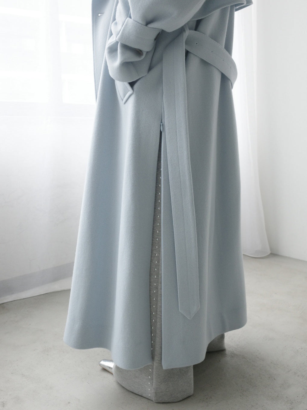 WOOL ASYMMETRY STAND COLLAR COAT