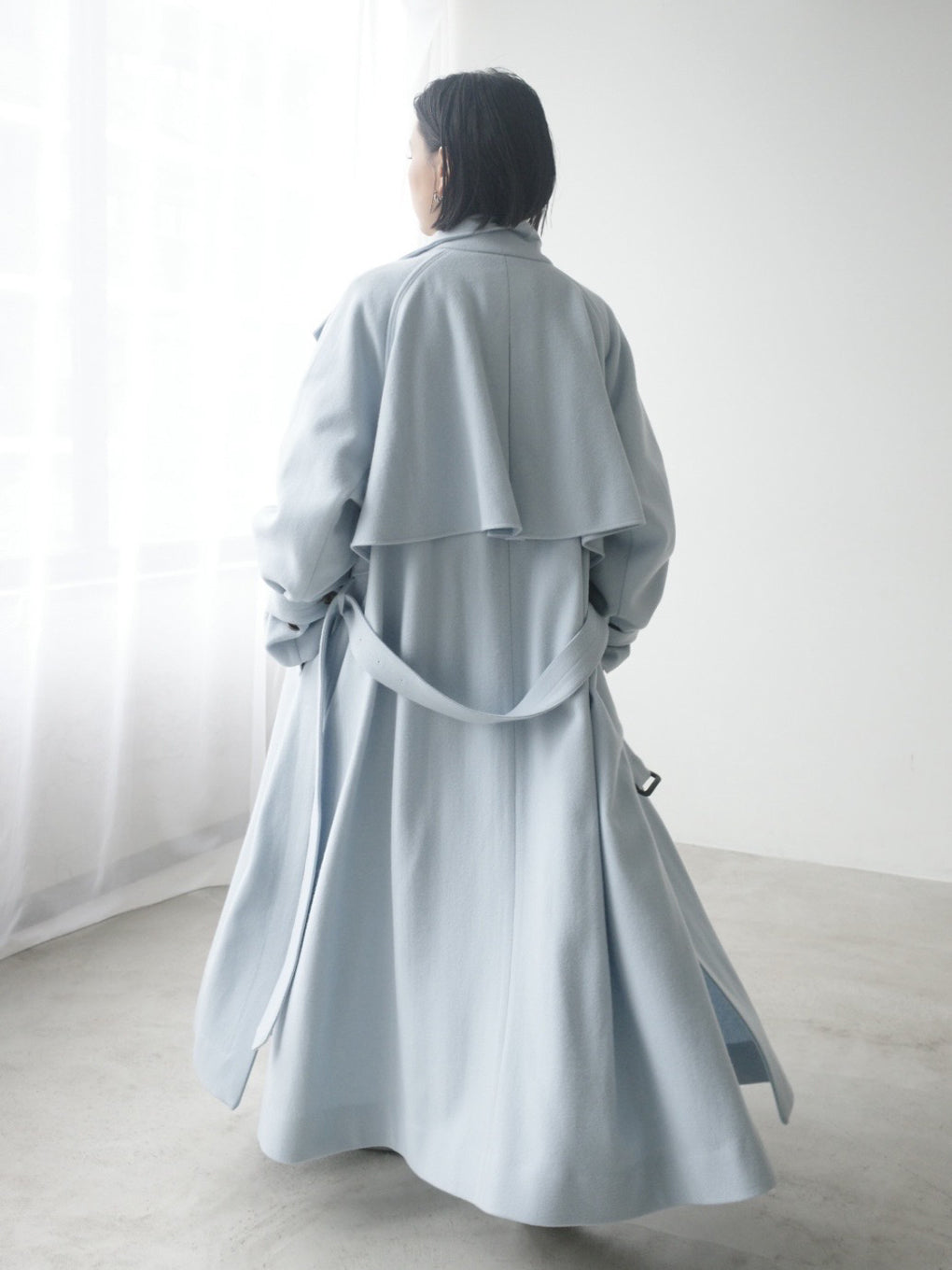 WOOL ASYMMETRY STAND COLLAR COAT