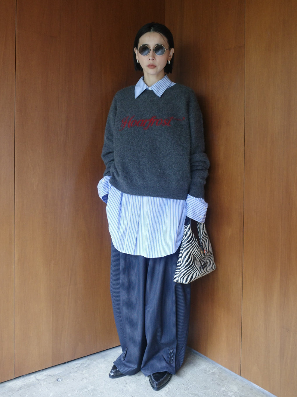 UND PINSTRIPE BARREL SILHOUETE PANTS