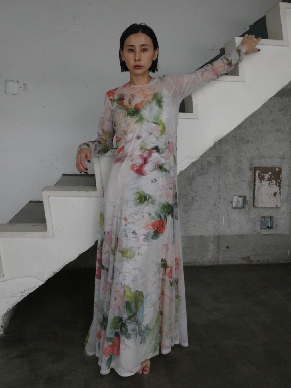 2WAY FLOWER LAYERED SHEER DRESS Ameri AMERI 2WAY FLOWER LAYERED