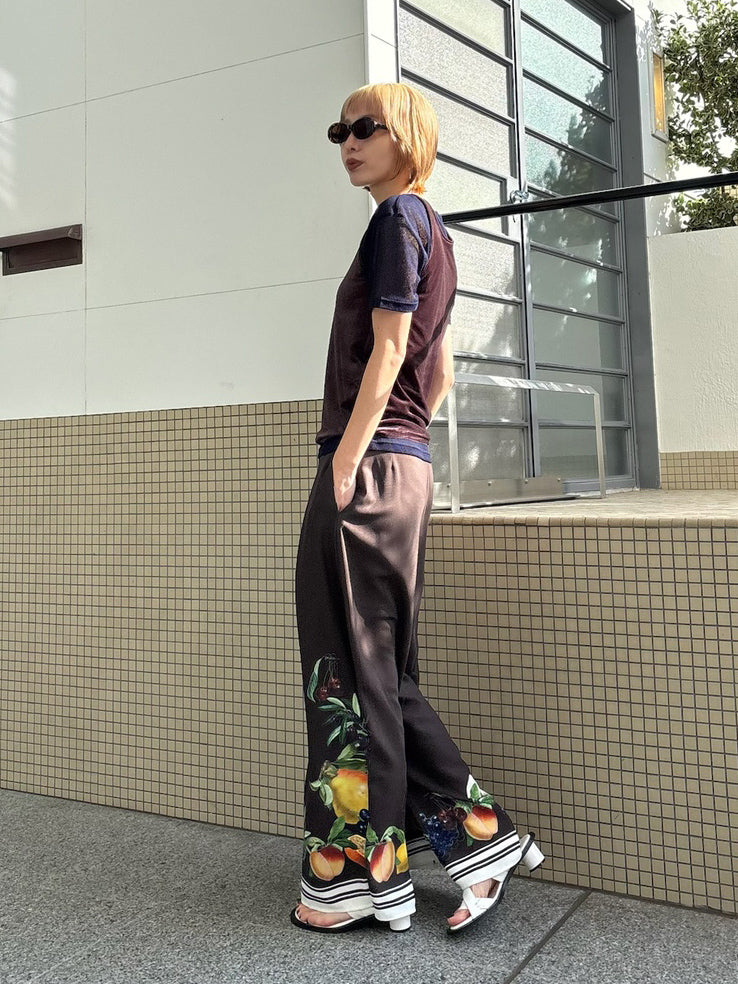 MEDI FRUIT SCARF PATTERN TUCK PANTS