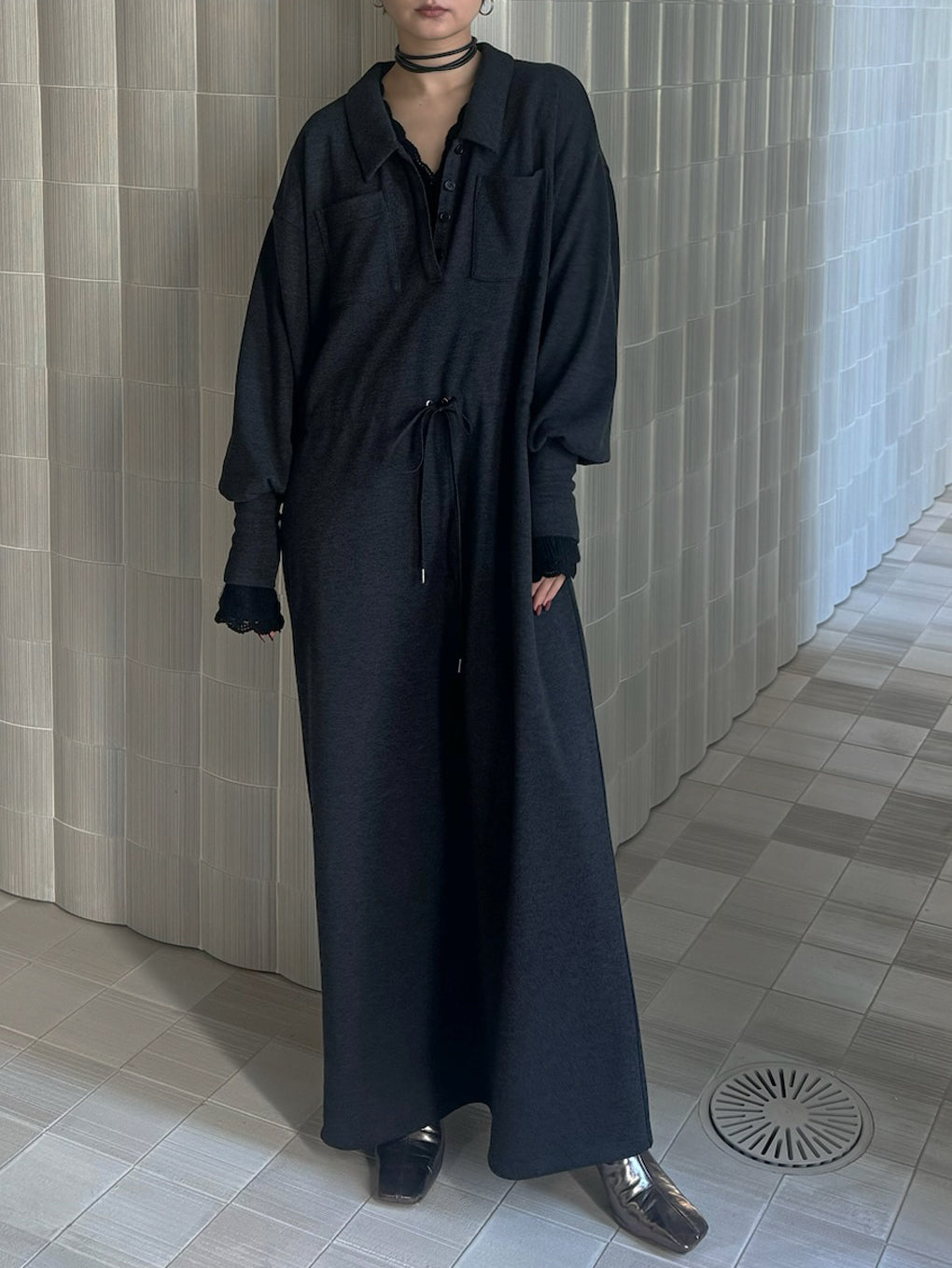 RELAX DRAWSTRING SWEAT DRESS