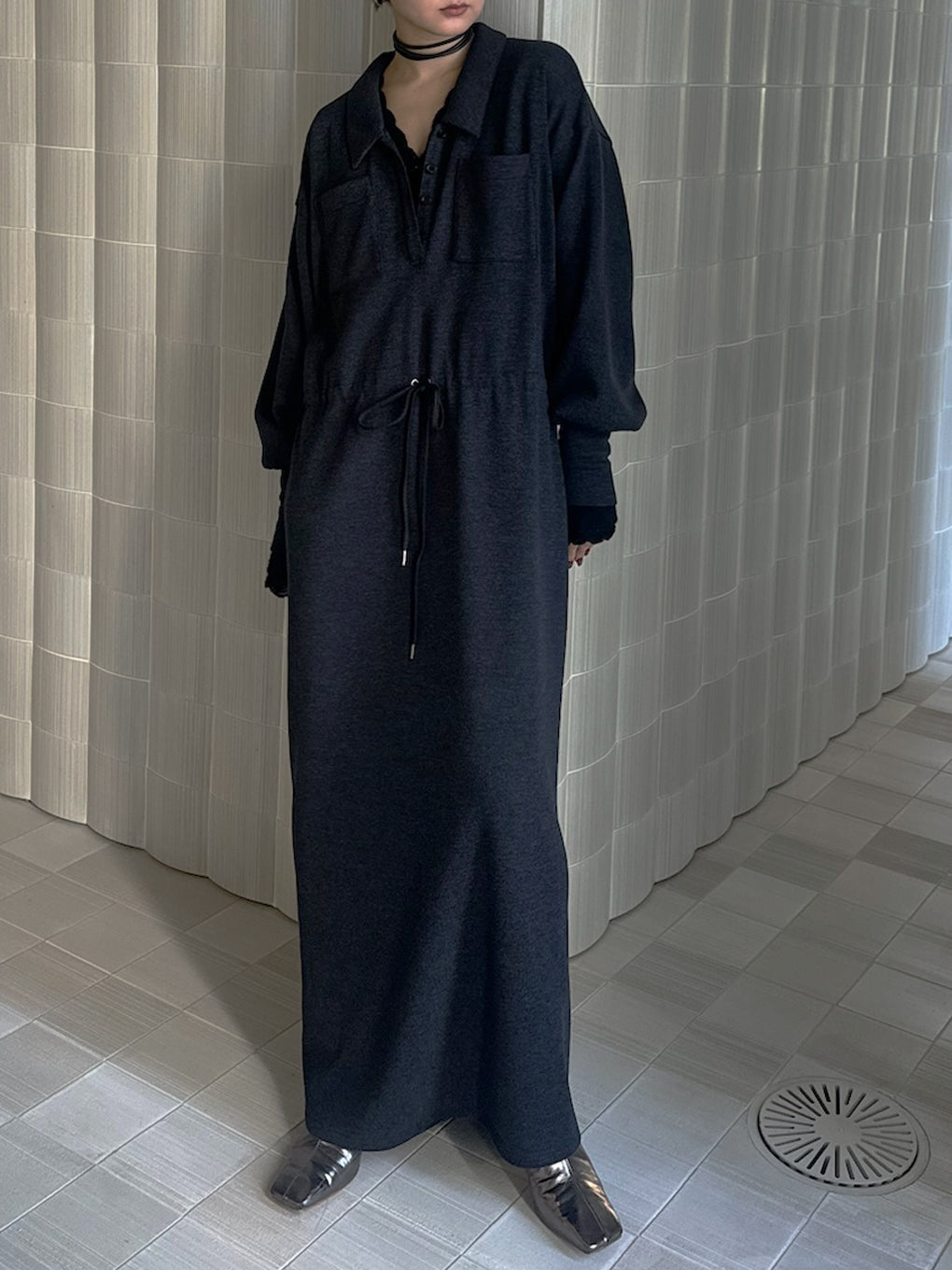 RELAX DRAWSTRING SWEAT DRESS