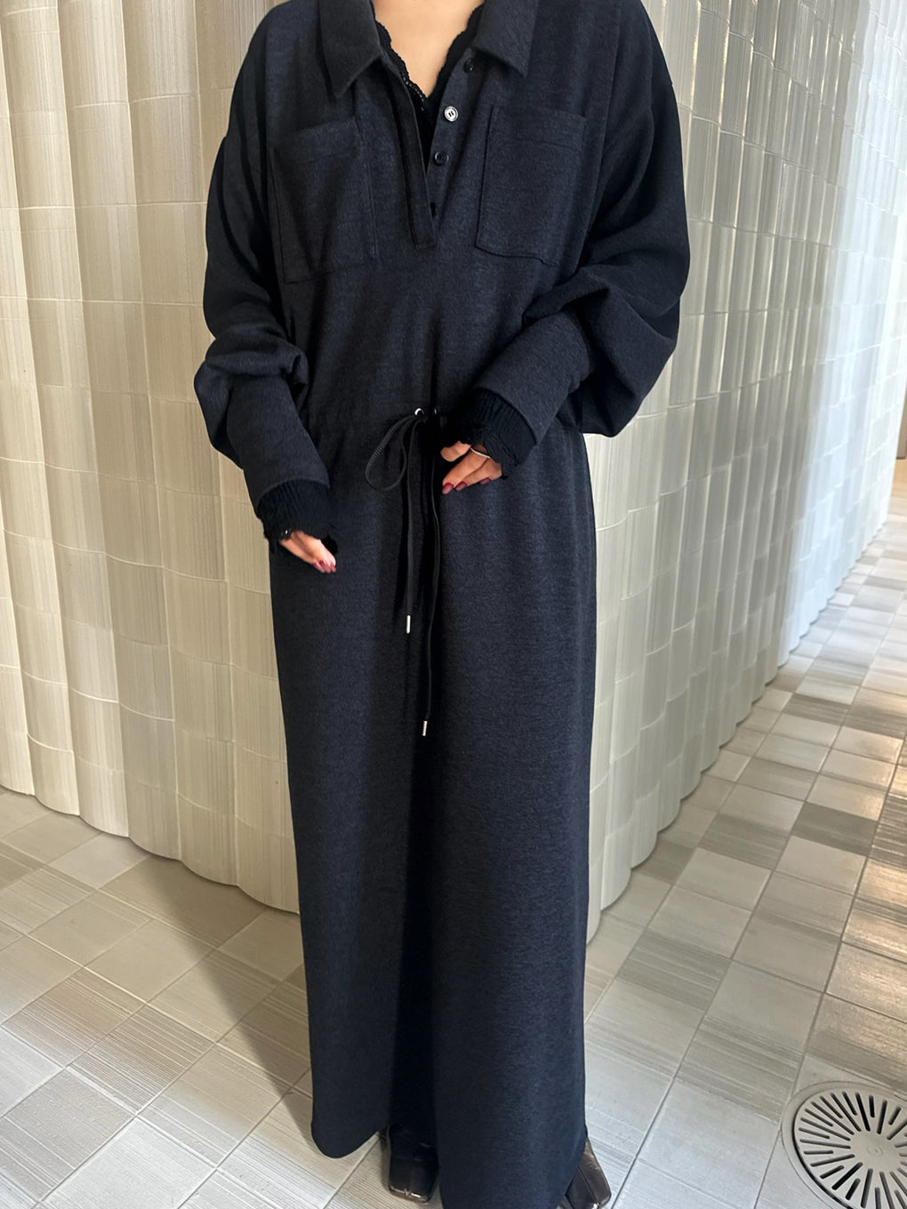 RELAX DRAWSTRING SWEAT DRESS