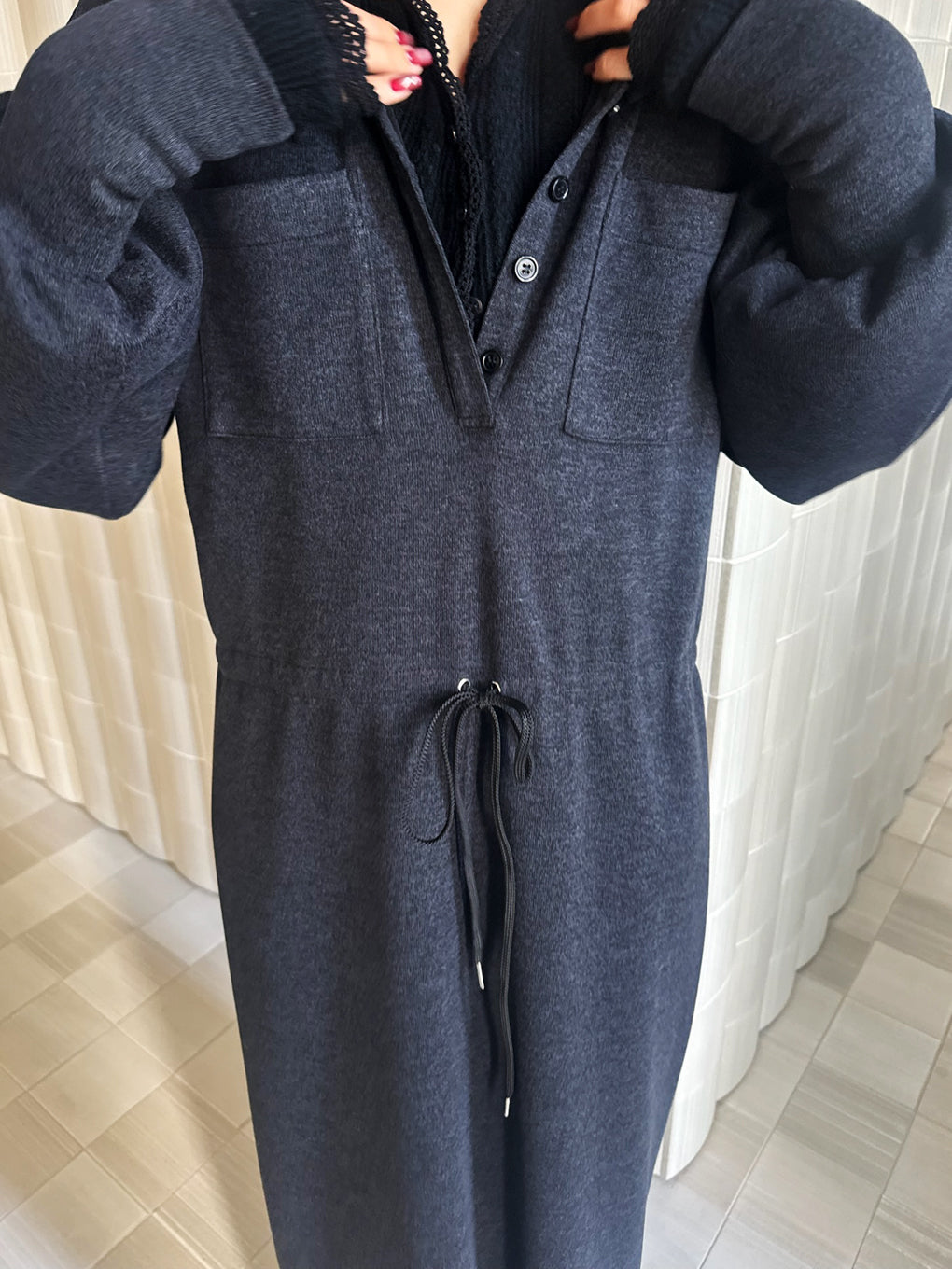 RELAX DRAWSTRING SWEAT DRESS