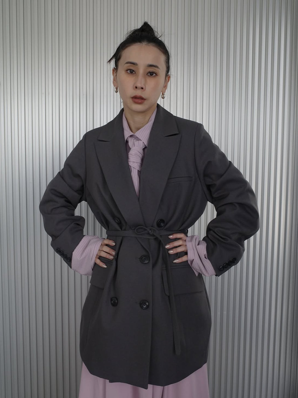 トップス Ameri Vintage UND UNEVENNESS TIE BLOUSE UND UNEVENNESS TIE BLOUSE