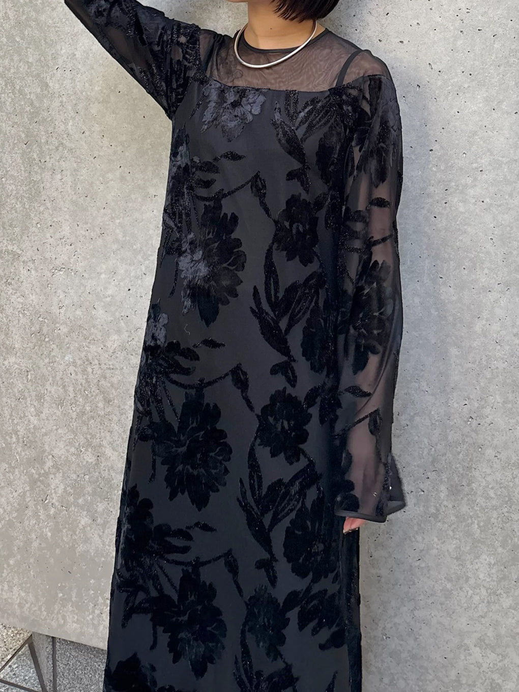 SHEER JACQUARD A LINE DRESS