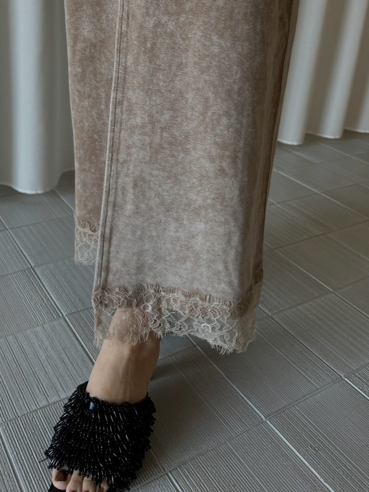 MEDI 2WAY DENIM LIKE LACE DOCKING DRESS