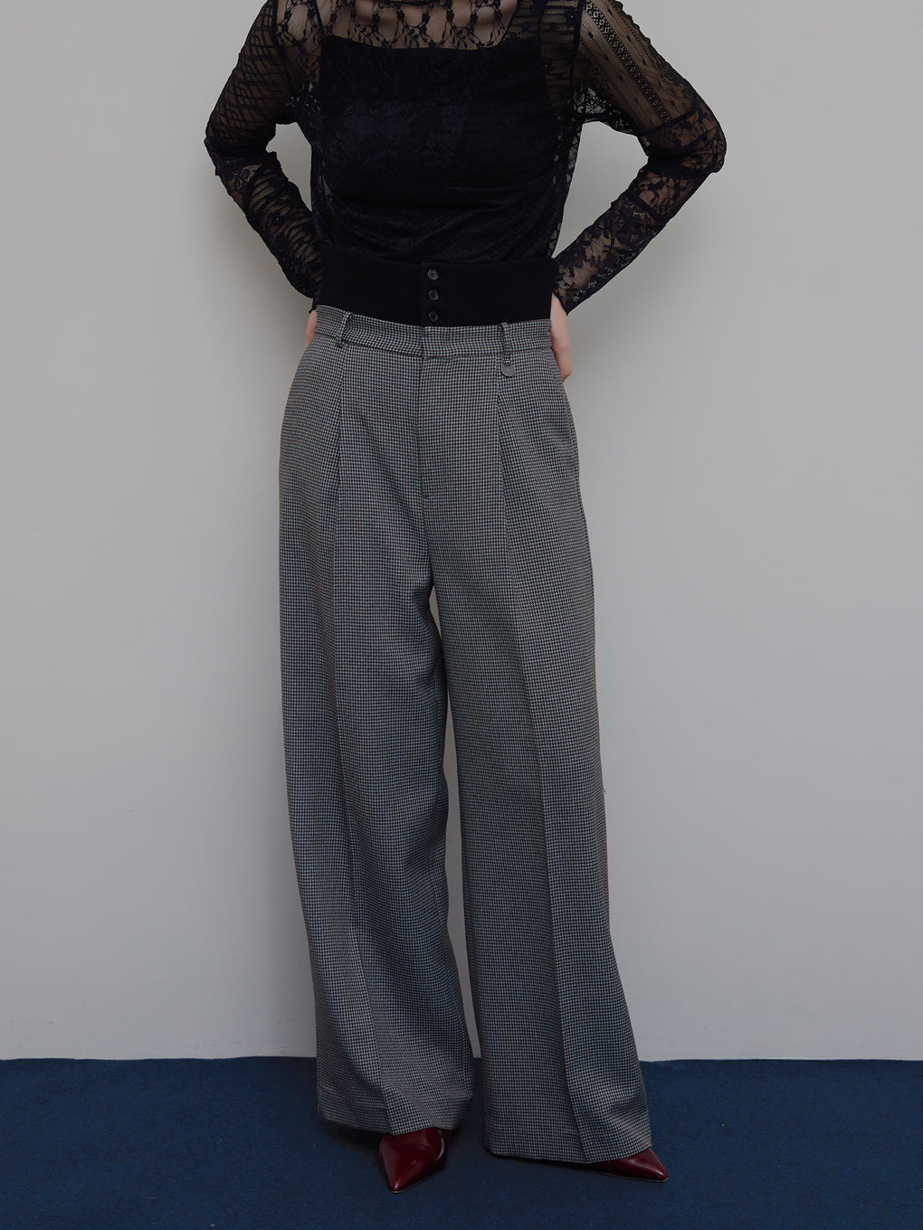 BONBOM×Ameri HOUNDSTOOTH STRAIGHT PANTS