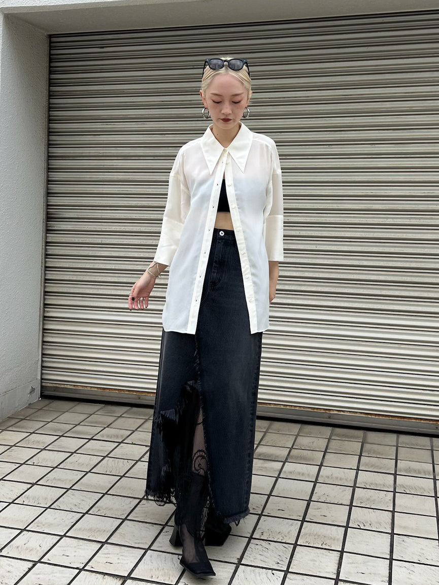 REMAKE LIKE DENIM LACE LAYERED SKIRT