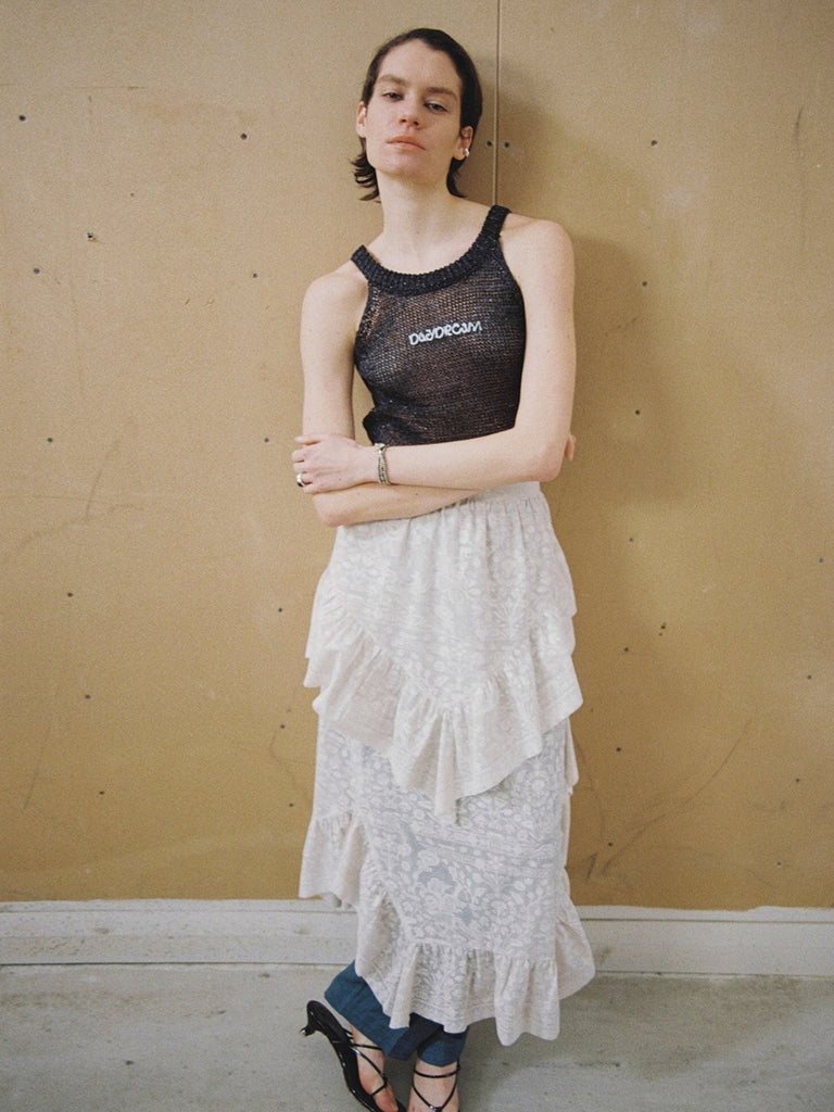 MEDI TROMPE L’OEIL RUFFLE SLIT SKIRT